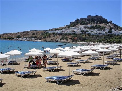 Lindos Beach in Rhodes Greece